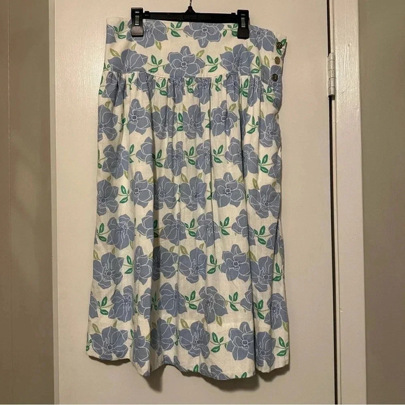Draper James RSVP blue floral a line skirt midi size M - Picture 1 of 7